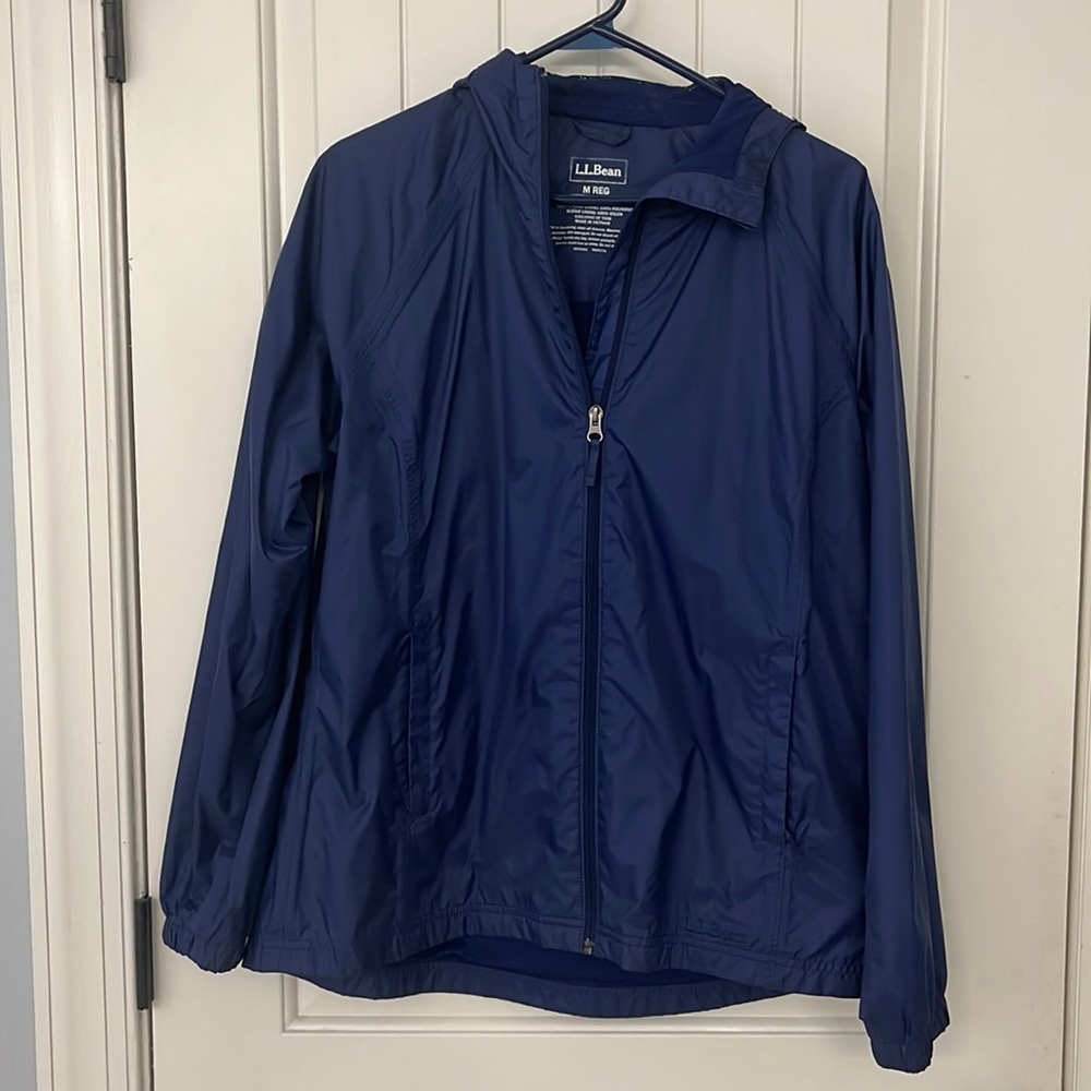 LL Bean navy blue rain coat